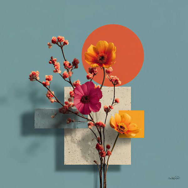 Abstrait avec des fleurs par Gelissen Artworks
