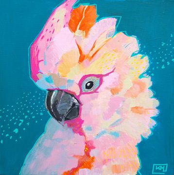 Pink parrot bird by ATELIER KAMILA MATKOWSKA