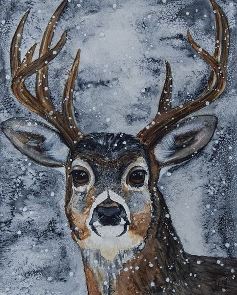 Lazy eyes; schilderij hert van Bianca ter Riet