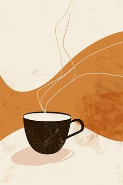 Koffiemoment in zachte kleuren van Poster Art Shop