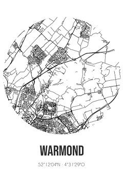 Warmond (Zuid-Holland) | Landkaart | Zwart-wit van MijnStadsPoster
