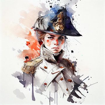 Aquarelle Femme soldat napoléonien #4