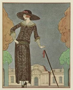 George Barbier – La promeneuse mélancolique ; Robe d’après-midi, de Beer (1922)