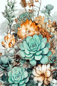Bloemen botanisch patroon 19 #succulent van JBJart Justyna Jaszke