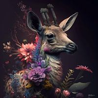 deer with flowers
