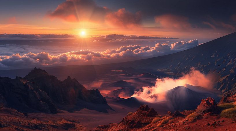 Woestijnlandschap in de magie van de zon van fernlichtsicht