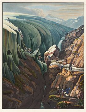 Uitzicht op de hel bij de Vogelberg en de Rhinwaldgletsjer, Johann Ludwig Bleuler