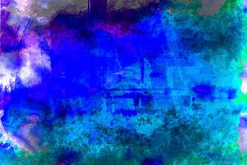Abstractie in Blauw Aqua van Mad Dog Art