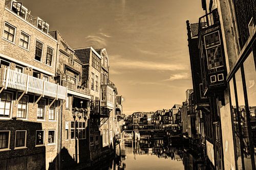 Dordrecht Wijnhaven vanaf Scheffersplein Nederland Sepia