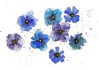 Watercolour cheerful purple flowers
