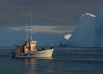 A fishing boat with sailors in Greenland