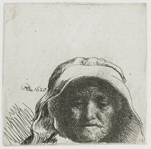 Rembrandt's Mother: only the head, and face, Rembrandt van Rijn by Ed z'n Schets