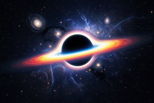 Zwart gat met accretieschijf in de ruimte