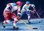 Illustration von zwei Eishockeyspielern - Acryl auf Papier von Galerie Ringoot Miniaturansicht