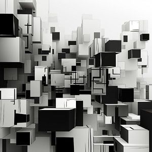Cube abstrait noir et blanc, moderne