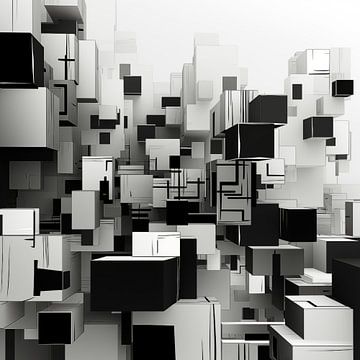 Kubus modern zwart-wit van TheXclusive Art