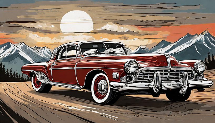 klassieke oude muscle car op de weg, kunstontwerp van Animaflora PicsStock