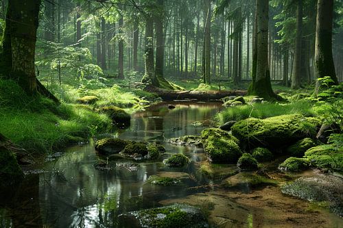 digitaal spirituele stille plaats in het bos