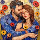 Man en vrouw in een botanische liefdestuin abstract van TheXclusive Art thumbnail