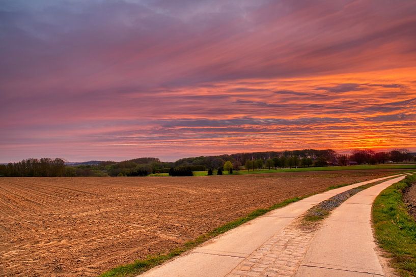 Roter Sonnenaufgang von Wim van D