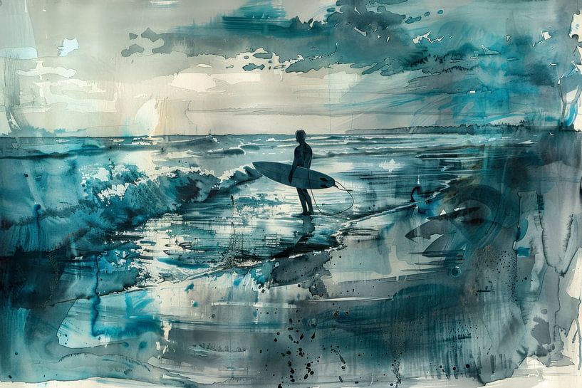 Malerei, Aquarellieren, Surfen -5 von Peter Pen Zeichnungen und Gemälde