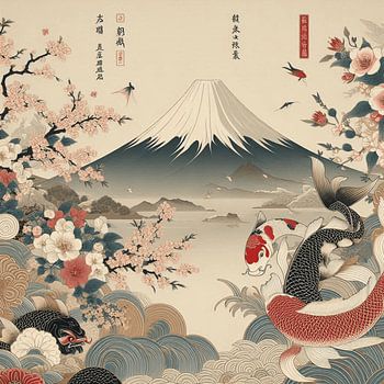 "Whispers of Mount Fuji&quot ; - Art numérique d'inspiration japonaise