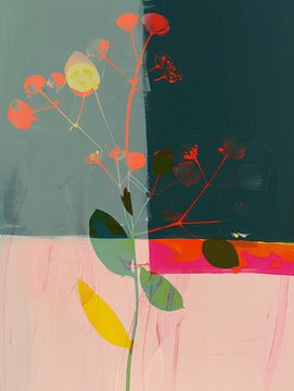 Botanisch abstract met neon accenten van Studio Allee