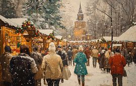 Kerst Markt van Abstract Schilderij