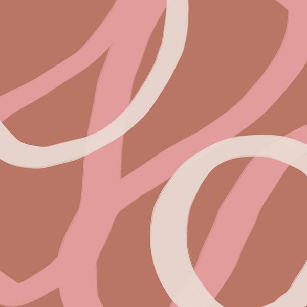 Bunte und verspielte moderne abstrakte Linien in Rosa und warmem Braun von Dina Dankers