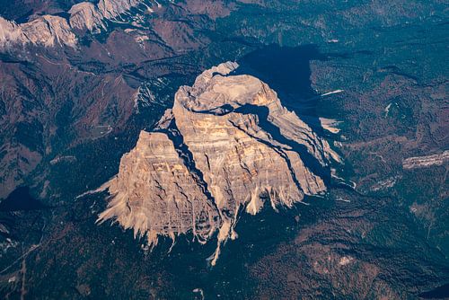 Mountain massif in South Tyrol from the air