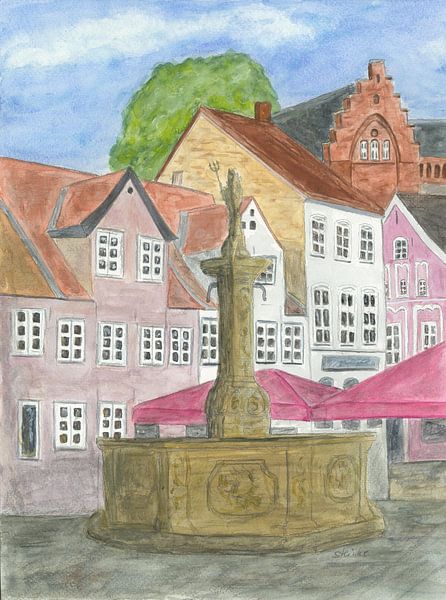 Neptune Fountain in Flensburg by Sandra Steinke
