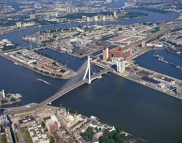 Luchtopname van de Erasmusbrug in Rotterdam van Frans Rombout