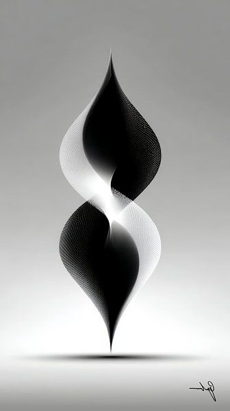 Monochrome Flow - Abstract Black and White Art in Motion by Gelissen Artworks