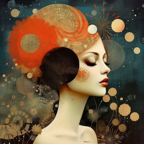 Modernes Porträt im Collage-Stil