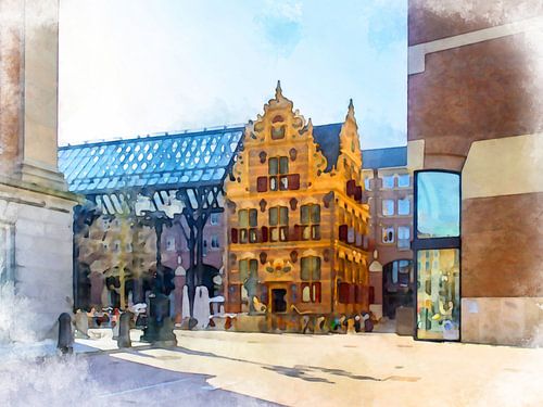 Zicht op het Goudkantoor, Groningen.