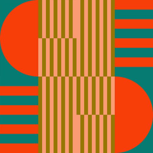 Funky retro geometrische 18. Moderne abstracte kunst in heldere kleuren.