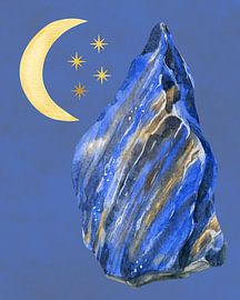 Décoration murale fantaisiste pour chambre d'enfant : Lune et cristal sur Fuzzy Stardust Studio