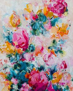 Happy Hour au Rabbit Hole - peinture de fleurs colorées sur Qeimoy