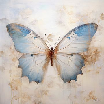 Vintage vlinder in blauw van Lauri Creates
