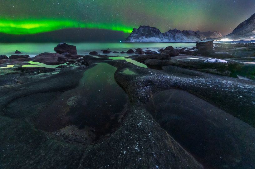 Northern Lights Dance Above Lofoten’s Coast by Olga Ilina