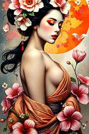 Malerei Frau mit Blumen von Egon Zitter