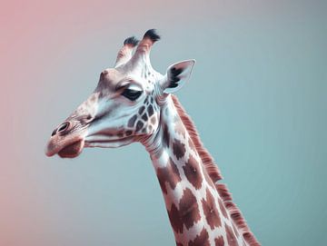 Elegante Excentriciteit - De Giraffe met Kleurenpracht van Eva Lee