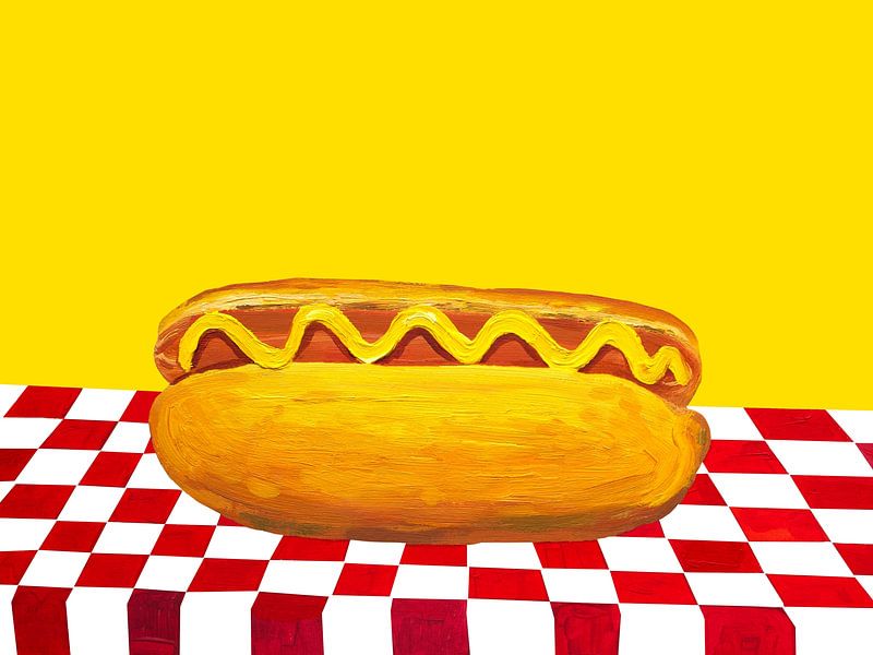 Hot Dog mit Senf Rot Kariert Gelb von Alice Straker