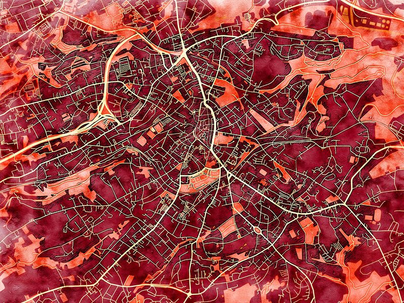 Kaart van Solingen in de stijl 'Amber Autumn' van Maporia