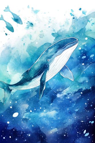 Blauwe vinvis illustratie