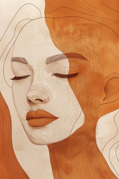 Chaleur de la tranquillité Portrait féminin dans les tons orangés par Eva Lee