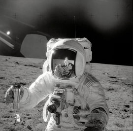 Astronaut conducts research on the moon by Moondancer .