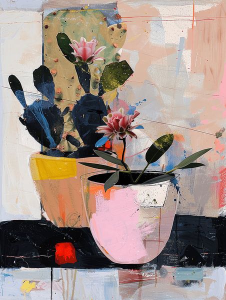 Colourful still life with cactus by Studio Allee