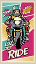 Love to Ride - Pop Art in voller Fahrt von MotorPoster Miniaturansicht