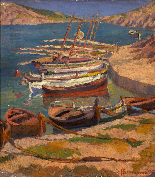 Antoni Samarra Tugues-boats in a bay by finemasterpiece